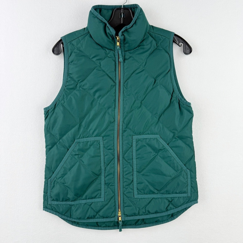 J.Crew Quilted Down Puffer Vest Size XS Womens Pine Green